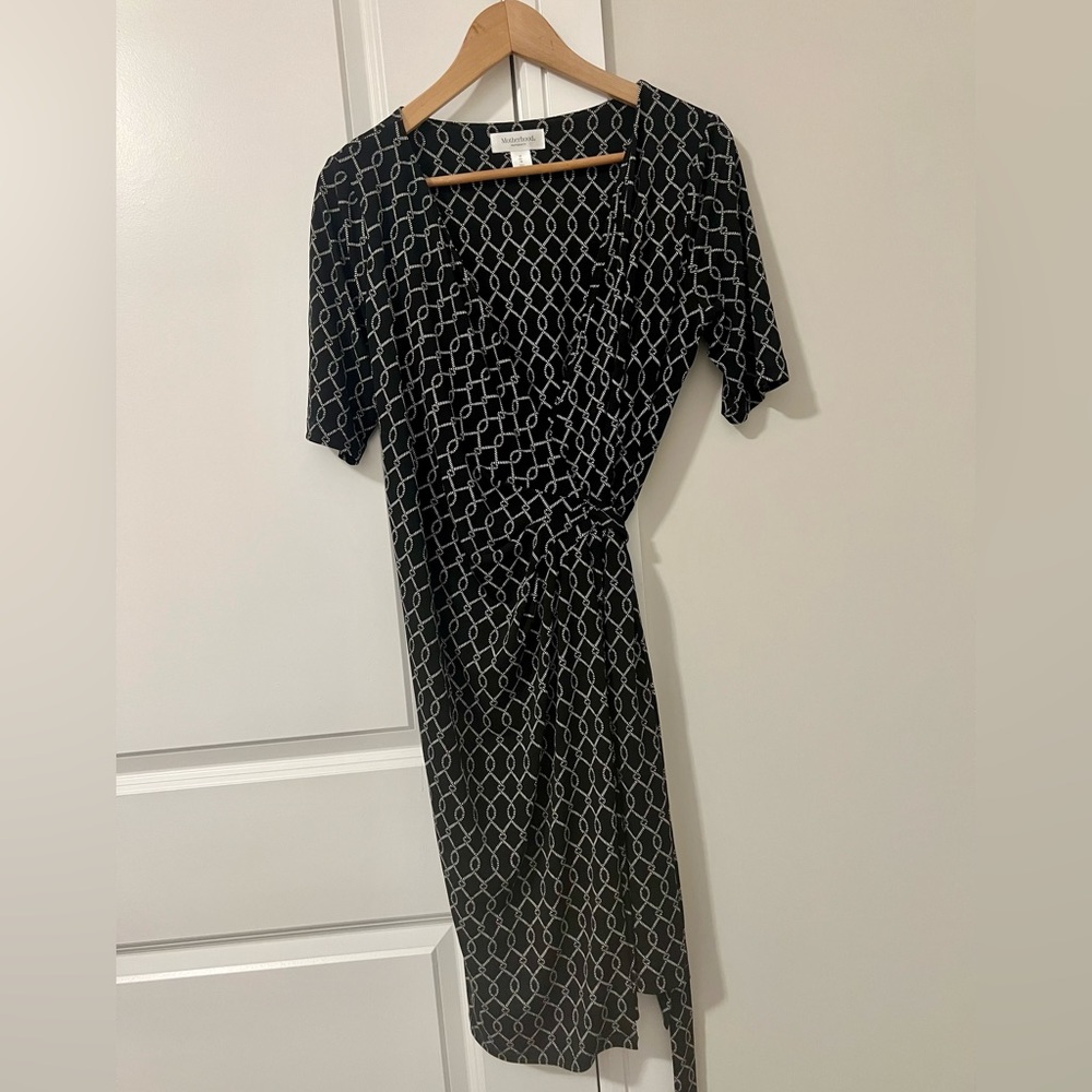 Black and white print wrap maternity dress medium